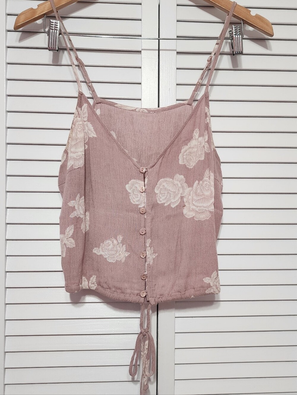 Floral Tie-Hem Cami Tank Top- Lavendar/ Rose Pink